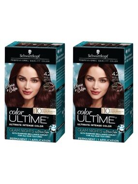 2X SCHWARZKOPF PERMANENT GLAM NIGHTS 4.28 IN AUBURN BROWN HAIR COLOUR - BNIB